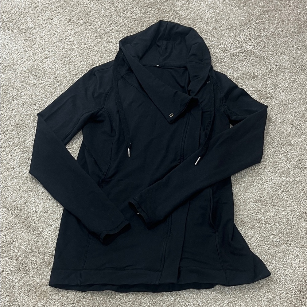 Women’s Hooded Asymmetrical Zip Jacket - Black